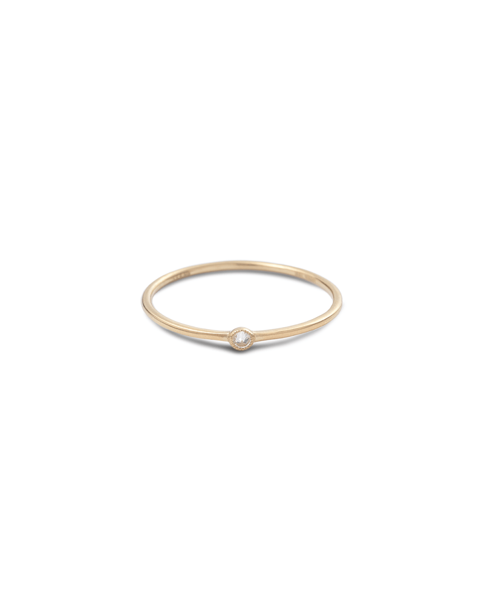 20k Bezel-Set 1-Diamond Stack Ring, Size